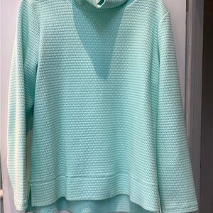 Talbots Light Aqua Textured Cowl Neck Sweater